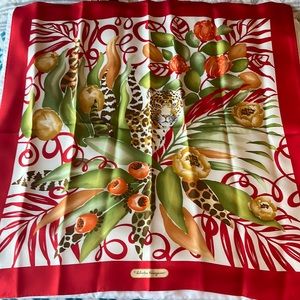 Salvatore Ferragamo silk printed bandana scarf great condition 100% silk